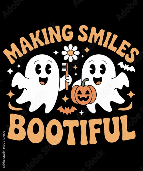 Obraz Retro Making Smiles Bootiful Funny Ghost Dentist Halloween Dental