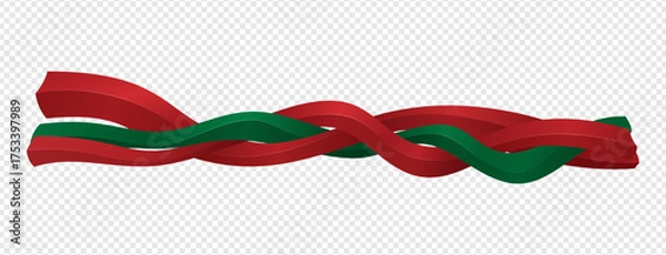 Obraz Green and red intertwined wavy 3D objects suitable for social media post template