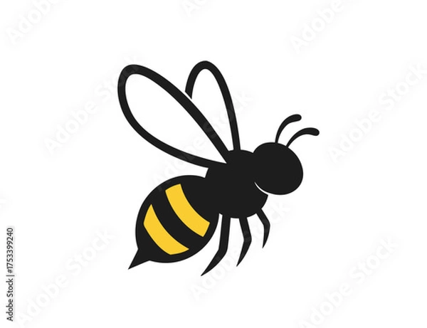 Fototapeta Simple Stylized Side View Logo Bee Vector Illustration Honey Mascot 

