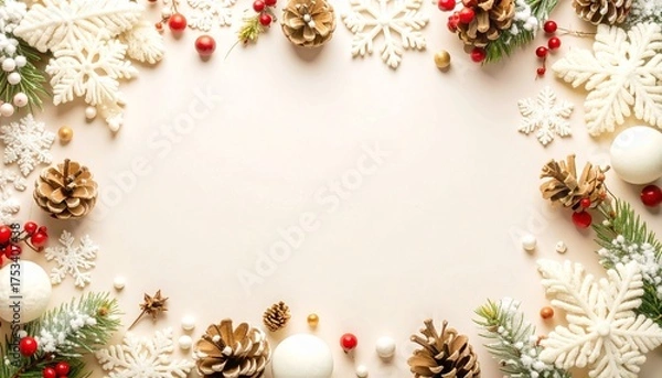 Obraz 冬のモチーフで彩られたナチュラルなフレーム背景
