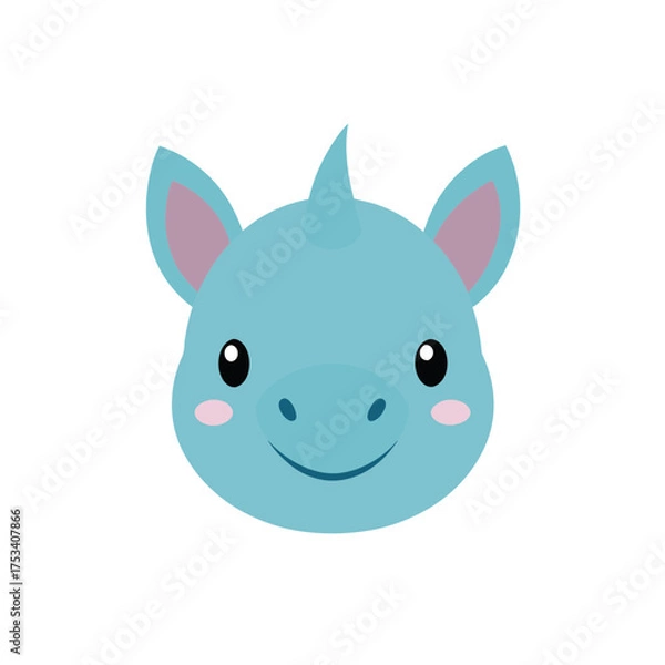 Fototapeta rhino head icon clipart vector on transparent background