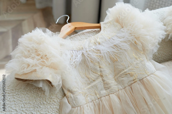 Obraz Children's tulle dress in light colors. Refinement and lightness,