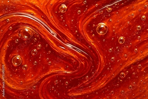 Fototapeta Macro shot of maple syrup texture, showing glossy surface and rich amber tones, perfect for sweeteners, desserts, and breakfast food concepts