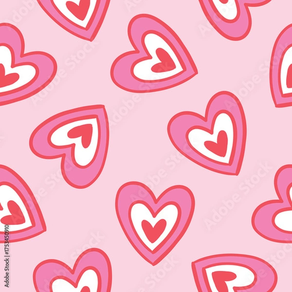 Obraz Retro Love Pattern Pink Cute Hearts Background