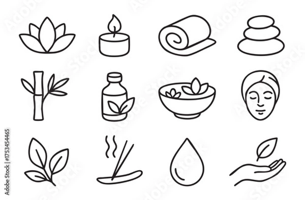 Obraz Simple Set of SPA Related Vector Line Icons.
