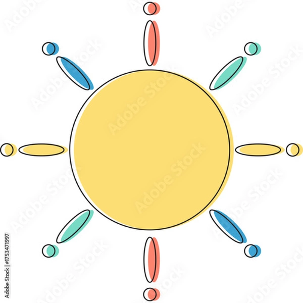 Obraz Colorful Cartoon Sun Shape Vector Collection
