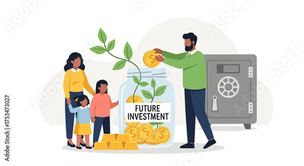 Obraz Family Saving for the Future A Financial Investment Illustration