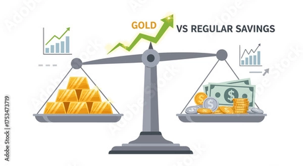 Fototapeta Comparing Gold Investment and Regular Savings A Visual Representation of Financial Growth