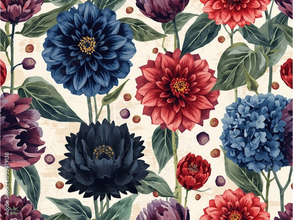 Fototapeta seamless pattern with flowers