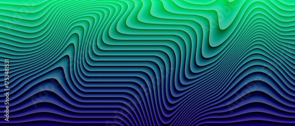 Fototapeta Abstract gradient wave background texture pattern design green blue dynamic modern wallpaper backdrop graphic art