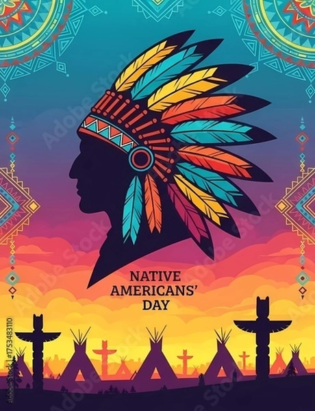 Fototapeta Native Americans' Day: Colorful Tribal Art & Cultural Heritage