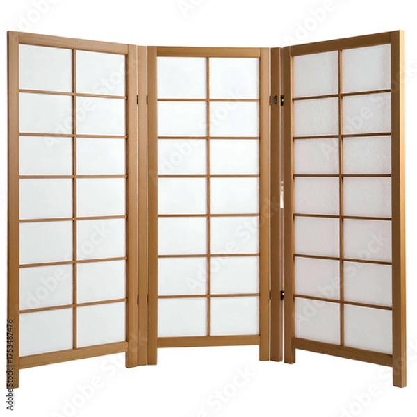 Fototapeta A triptych room divider, wood frame with paper inserts, offering privacy