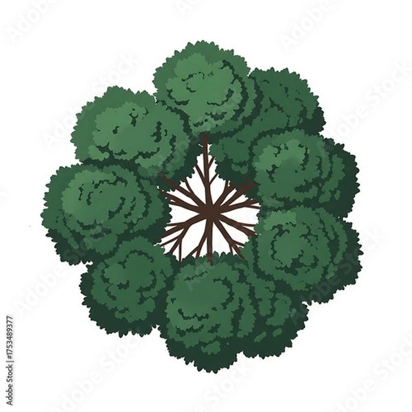 Obraz Isolated Green Tree Top View Illustration
