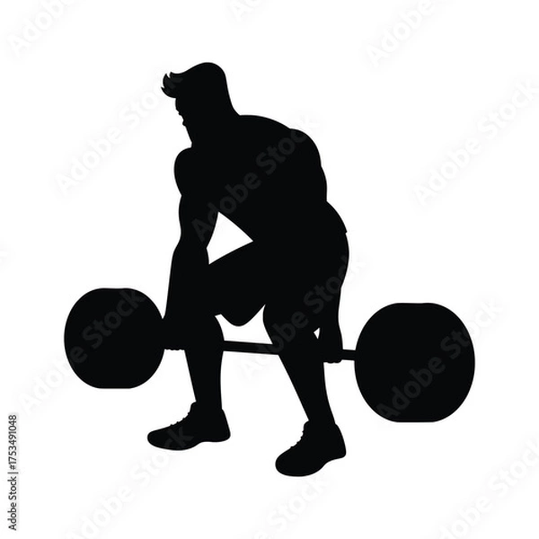 Obraz Weightlifter Deadlifting Barbell Silhouette