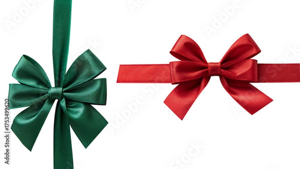 Fototapeta Red and Green Ribbon PNG on Transparent Background