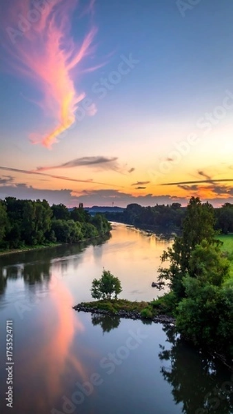 Obraz River sunset reflection