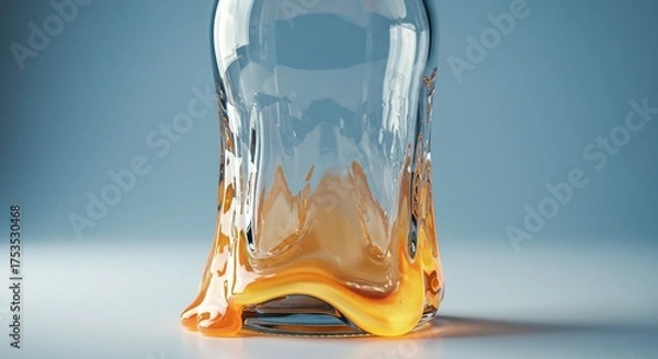 Obraz Abstract glass object with liquid creating unique flowing patterns and reflections