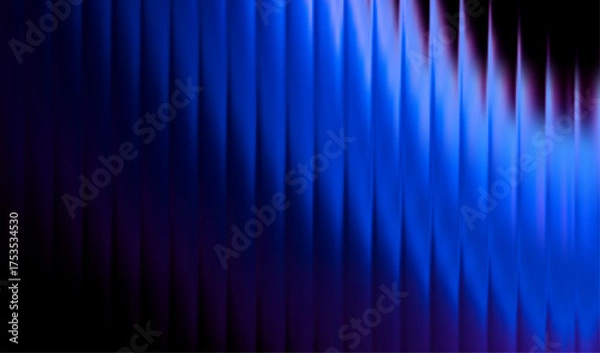 Fototapeta Ribbed glass texture effect with blue vertical stripes. Abstract vector background. Blurred refracted pattern. Minimalist aesthetic design template for modern visual art project