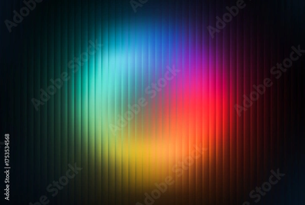 Fototapeta Ribbed glass texture effect with spectrum colors vertical stripes. Abstract vector background. Blurred refracted pattern. Minimalist aesthetic design template for modern visual art project