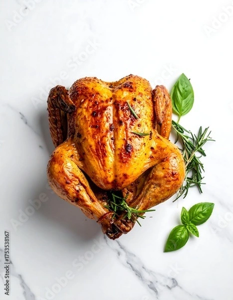 Obraz Roasted chicken on marble
