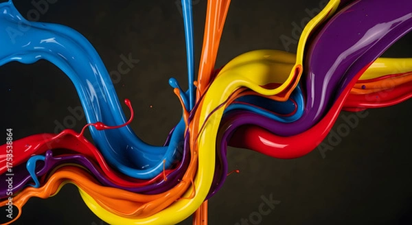 Obraz Vibrant liquid colors splash and swirl in a dynamic abstract composition.