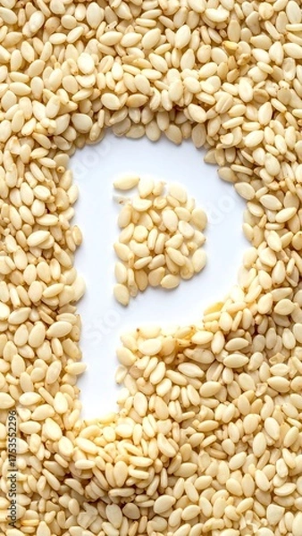 Obraz Letter "P" crafted from a negative space inside a seed pattern