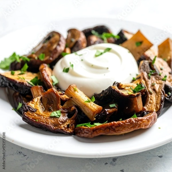 Obraz Roasted mushrooms with creamy sauce