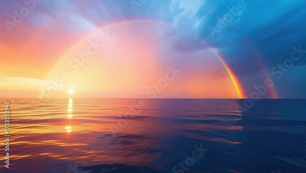 Obraz Rainbows over the Ocean at Sunset - A Beautiful Scene.