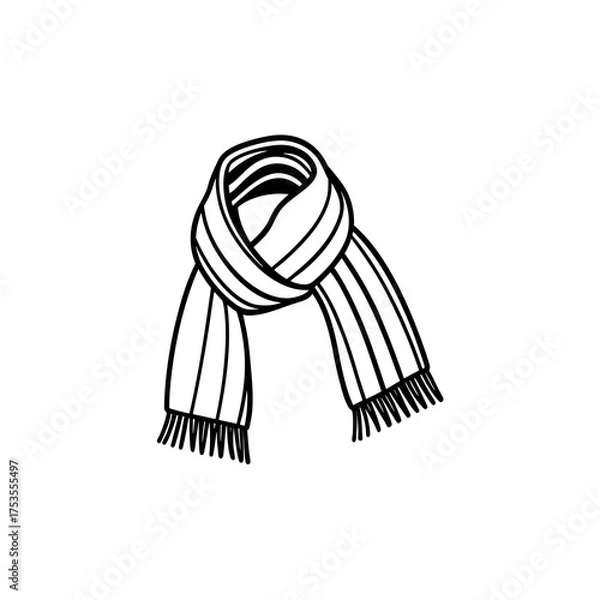 Obraz Hand drawn vector illustration of a man wearing a warm winter wool scarf, jacket, and sweater, suitable for fashion or clothing design