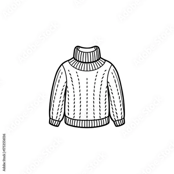 Obraz Chunky Knit Turtleneck Sweater Isolated on White Background Illustration