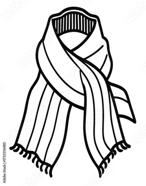 Obraz A cozy, knitted scarf with fringe details, perfect for winter warmth and style