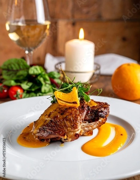 Obraz Roasted poultry dish with orange sauce