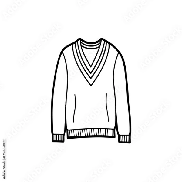 Obraz Casual Cotton V-Neck Sweater Illustration A Comfortable and Stylish Wardrobe Essential in Vector Format