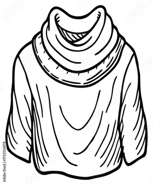 Obraz Cowl Neck Sweater Illustration on White Background with Loose Drape
