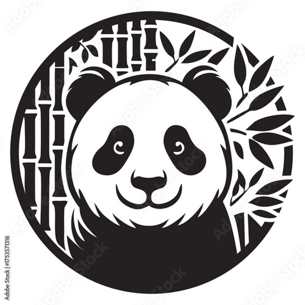 Obraz Smiling Panda Among the Bamboo Trees Image Vector