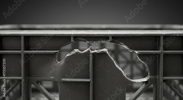 Fototapeta Broken object against a geometric structure in black and white