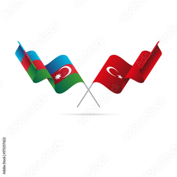 Obraz Azerbaijan and Turkey flags. Vector illustration.