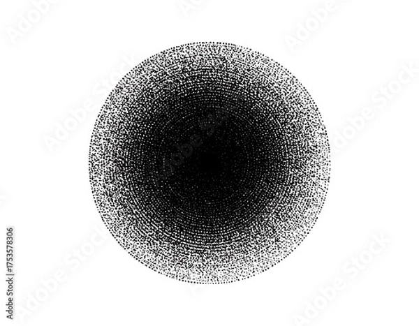 Obraz A stark image of a filled circle, comprised of fine, textured lines, transitioning from light to dense black towards the center