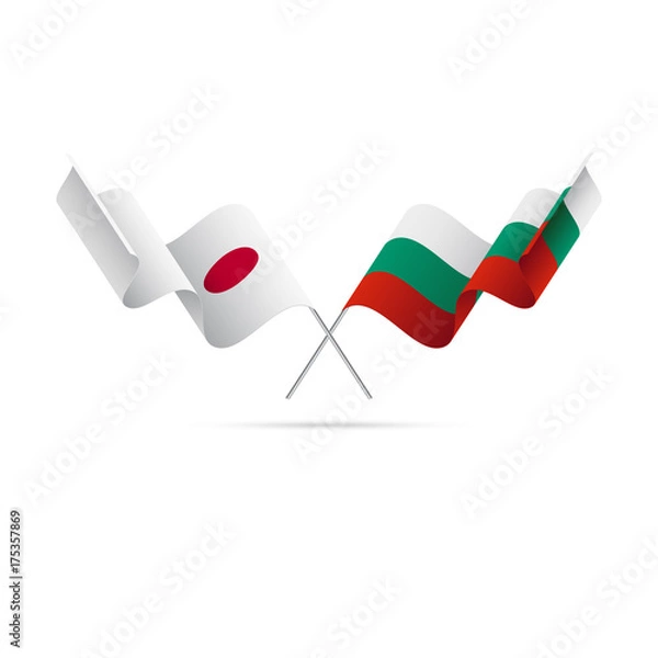 Obraz Japan and Bulgaria flags. Vector illustration.