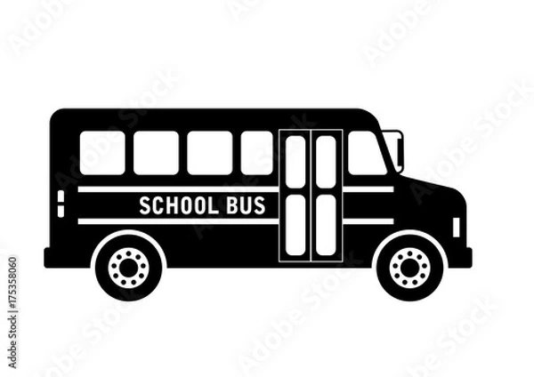 Obraz School bus vector icon on white background, isolated object
