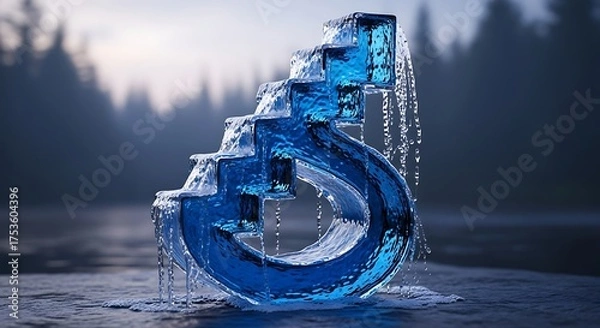 Obraz Frozen Finance: Icy Dollar Sign Sculpture — Visual Metaphor for Economic Chill, Market Volatility and Financial Editorials
