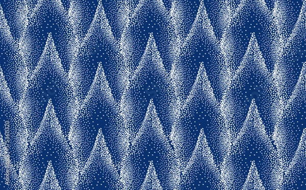 Obraz Dotted line grid seamless pattern. Wavy polka dot white texture. Artistic gradient abstract background