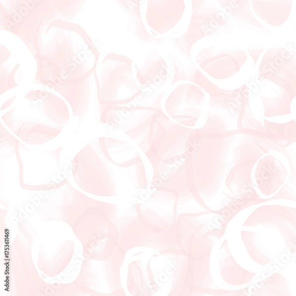 Obraz Seamless watercolor texture. Pattern with bubble cirlce shape lines. Stylish gentle blurred white background