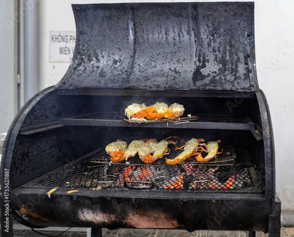 Obraz barbecue grill with lobster