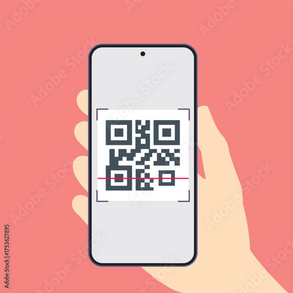 Obraz  Scanning QR code with smartphone - qrcode