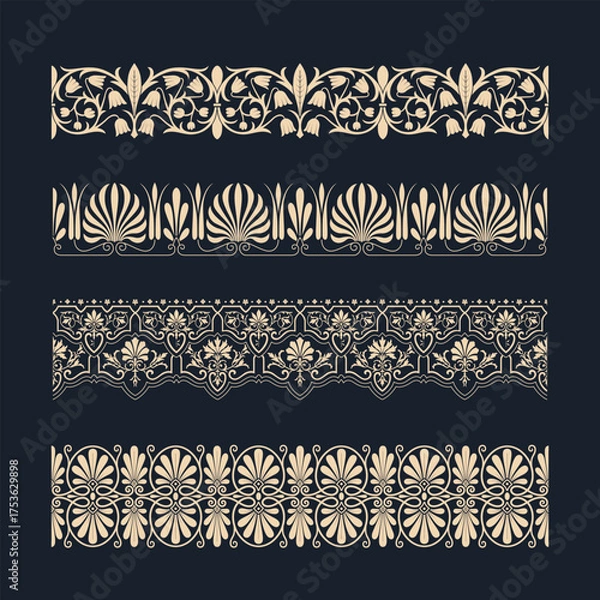 Obraz Decorative seamless border. Vector illustration.