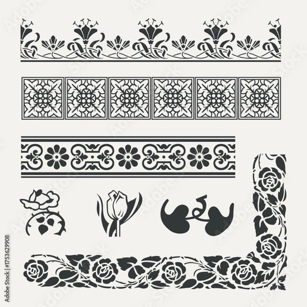 Obraz Decorative seamless border. Vector illustration.