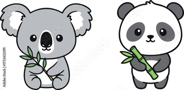 Fototapeta Cute Koala Panda Duo