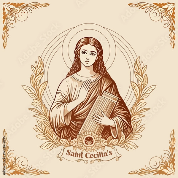 Fototapeta Cecilias saint day, vector art illustration.