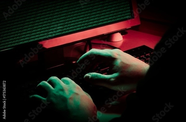 Obraz Hacking concept with green and red lights